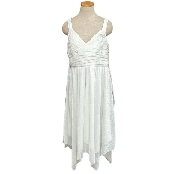 Jonathan Martin Dress Women's 16 White Sparkles Sleeveless V-Neck Boho - Picture 1 of 16